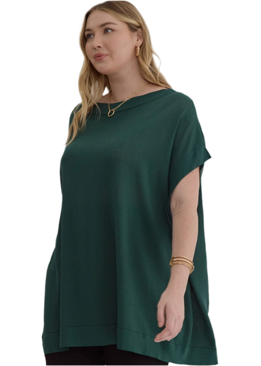 Plus Size Solid Boat Neck Top - Jolie Femme Boutique