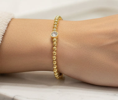 18K Gold Plated Crystal Stretch Bracelet - Jolie Femme Boutique