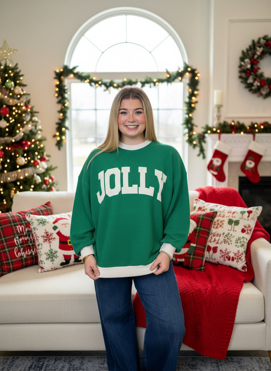 Green Waffle Jolly Sweatshirt