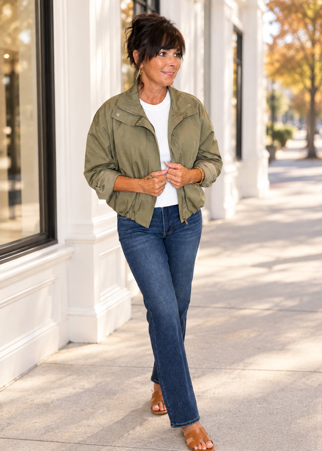Olive Zip-Up Mock Neck Jacket