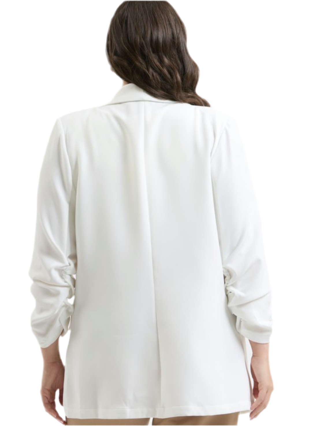 Plus Size Ruched Sleeve White Blazer - Jolie Femme Boutique