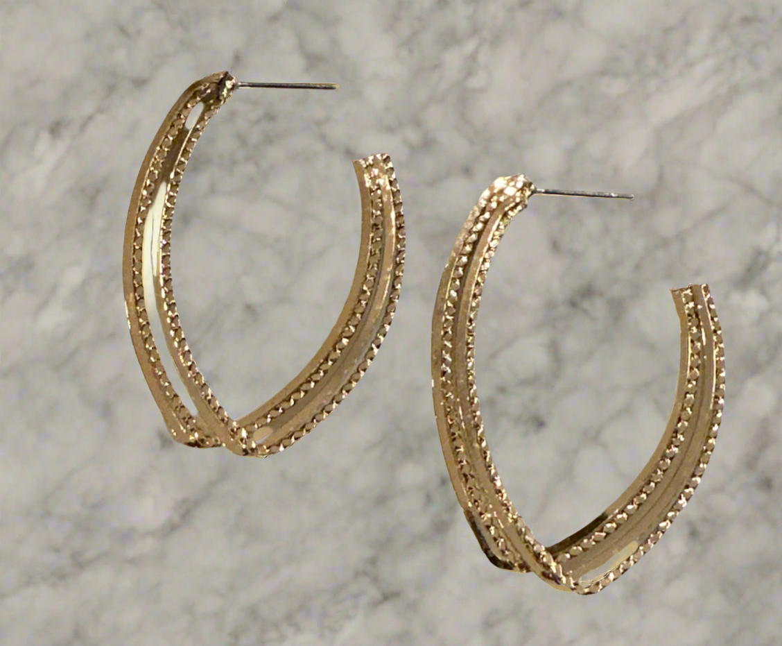 Double Textured Teardrop Earring - Jolie Femme Boutique