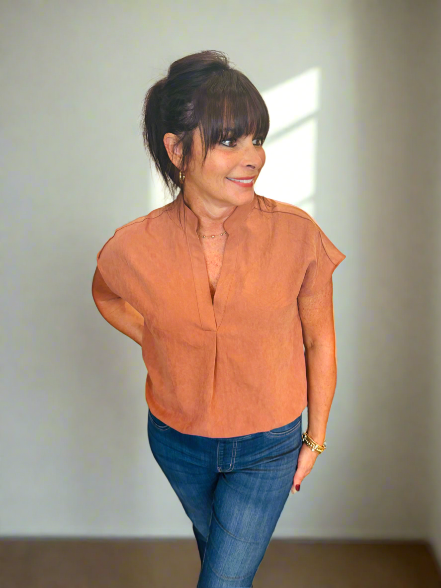 Soft Rust Drop Shoulder Top