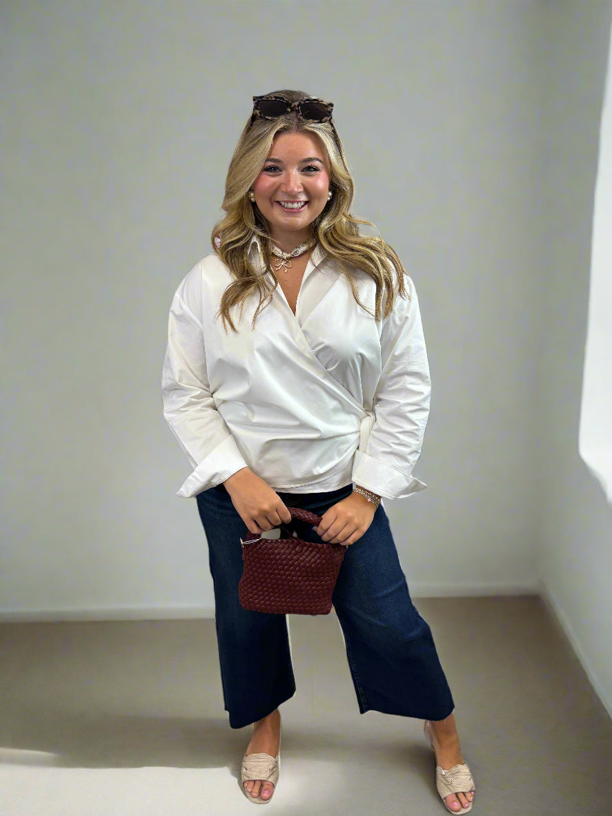 Long Sleeve Wrap Blouse - Jolie Femme Boutique