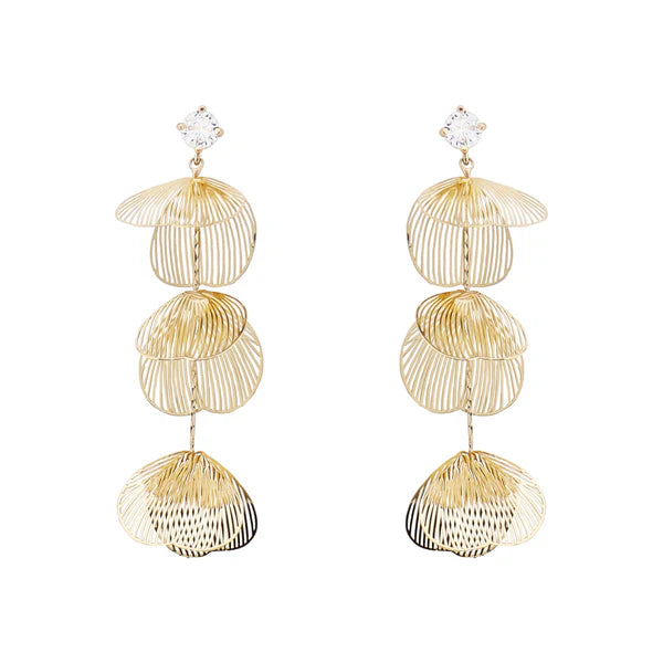 Gold Petal Drop Earrings