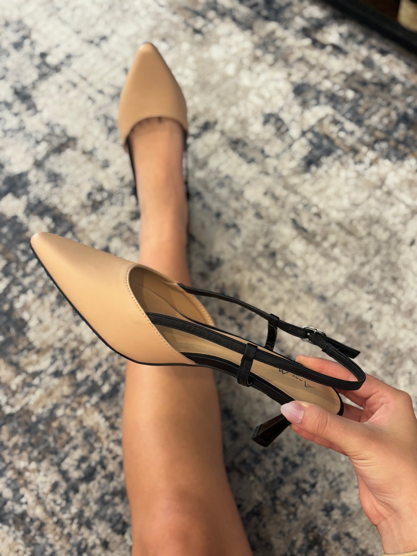 Scarlet Slingback Pump Nude/Black - Jolie Femme Boutique