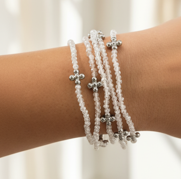 White and Silver Stretchable Stack - Jolie Femme Boutique