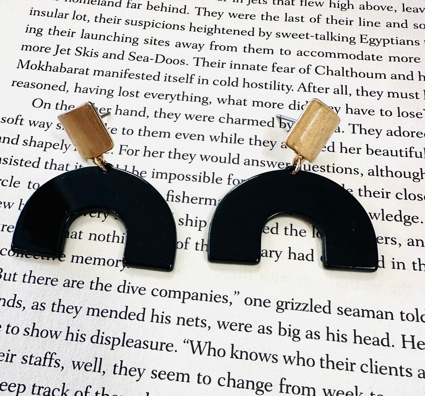 Black Half Moon Acrylic Earring - Jolie Femme Boutique