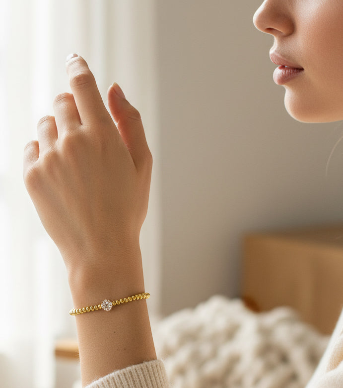 18K Gold Plated Rhinestone Bracelet - Jolie Femme Boutique