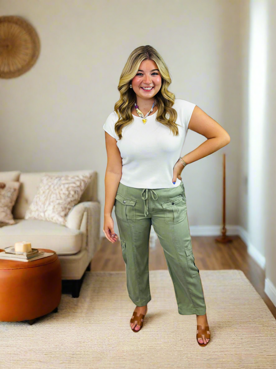 Sage Hi Rise Tencel Cargo Pant - Jolie Femme Boutique