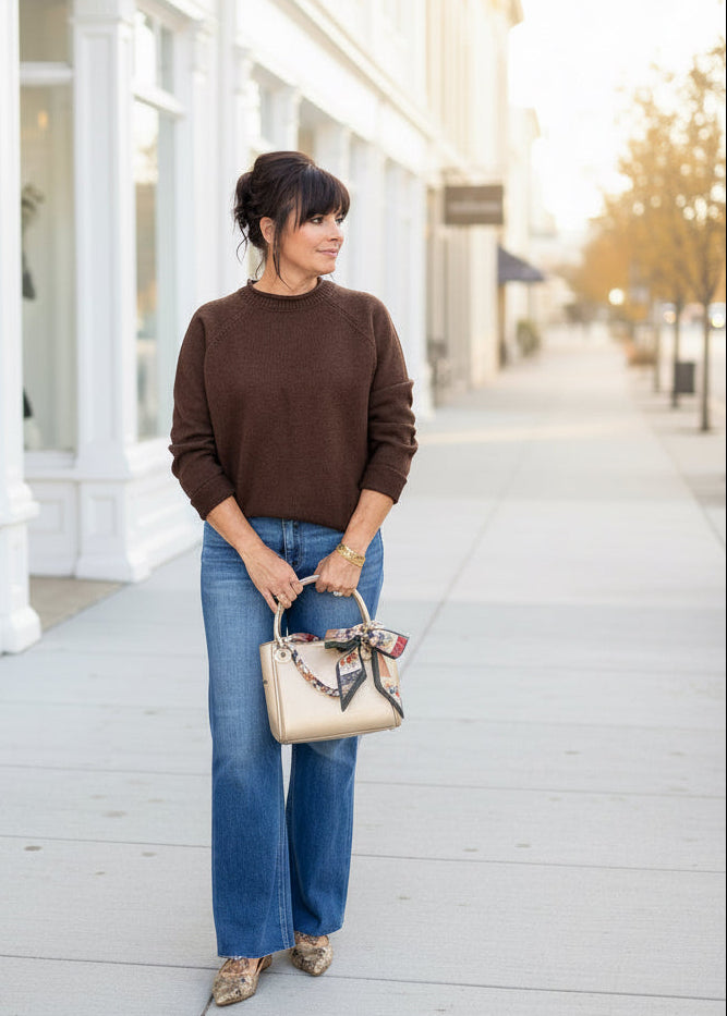 Dark Brown Rolled Neck Sweater