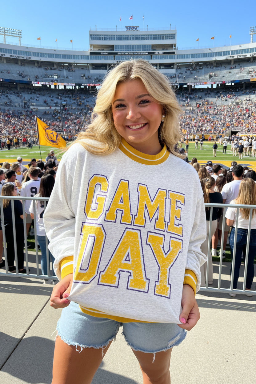 Purple & Gold Game Day Sweatshirt - Jolie Femme Boutique