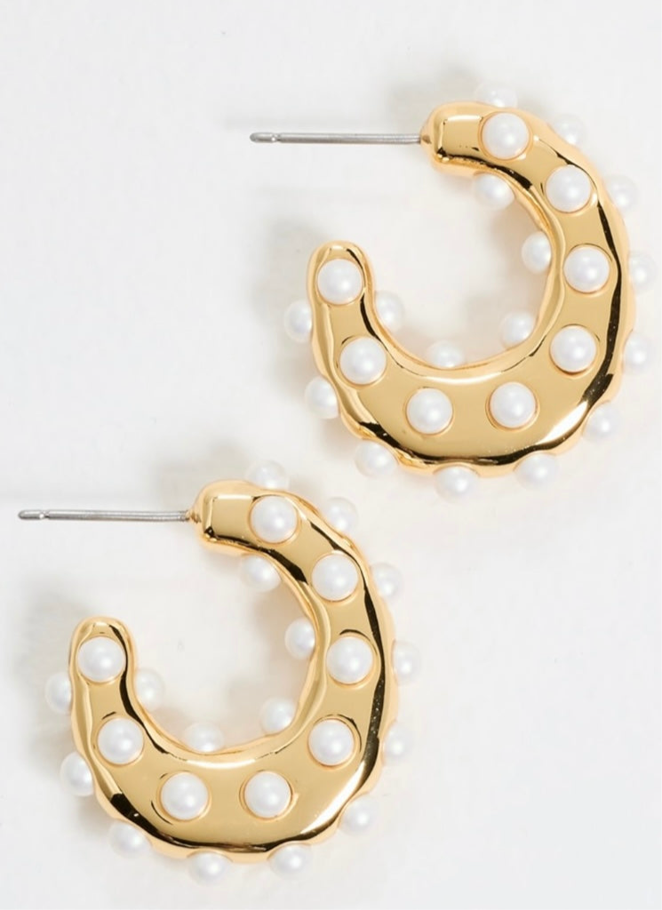 Gold And Pearl Hoop