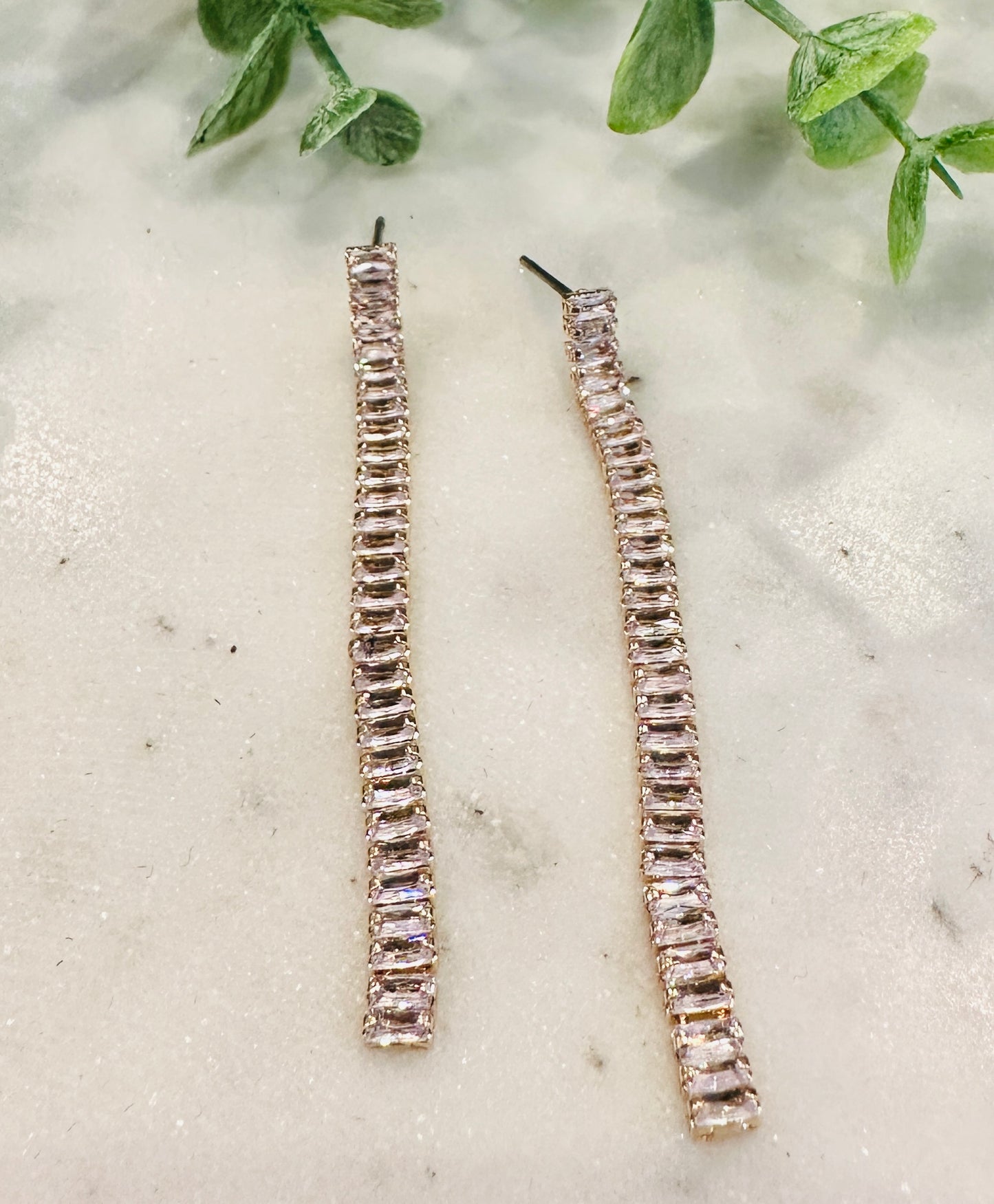 Gold Rectangle Crystal Drop Earring