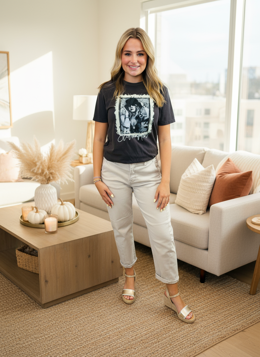 Risen High Rise Relaxed Barrel Jean-Almond - Jolie Femme Boutique