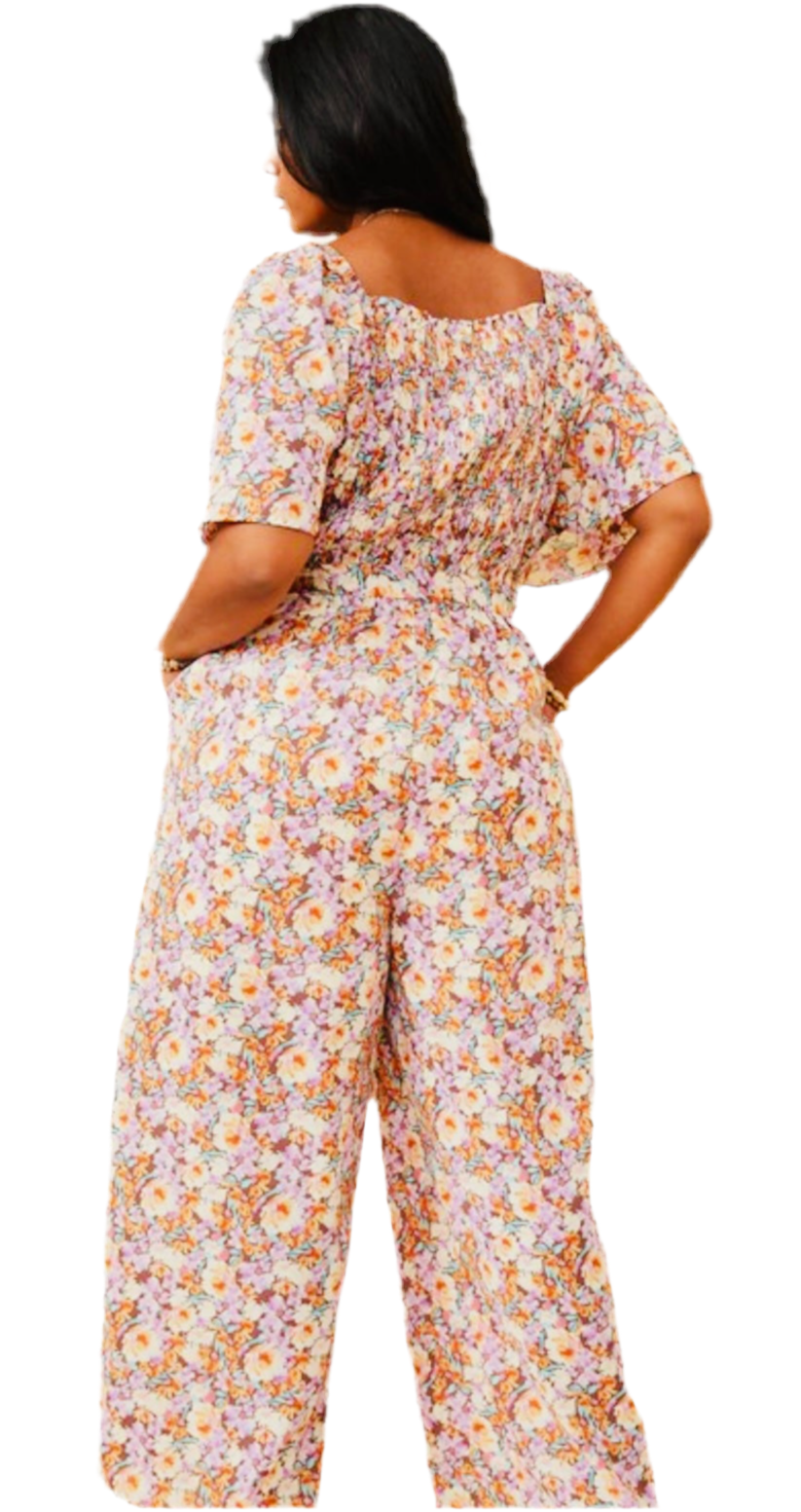 Plus Size Square Neck Palazzo Jumpsuit - Jolie Femme Boutique