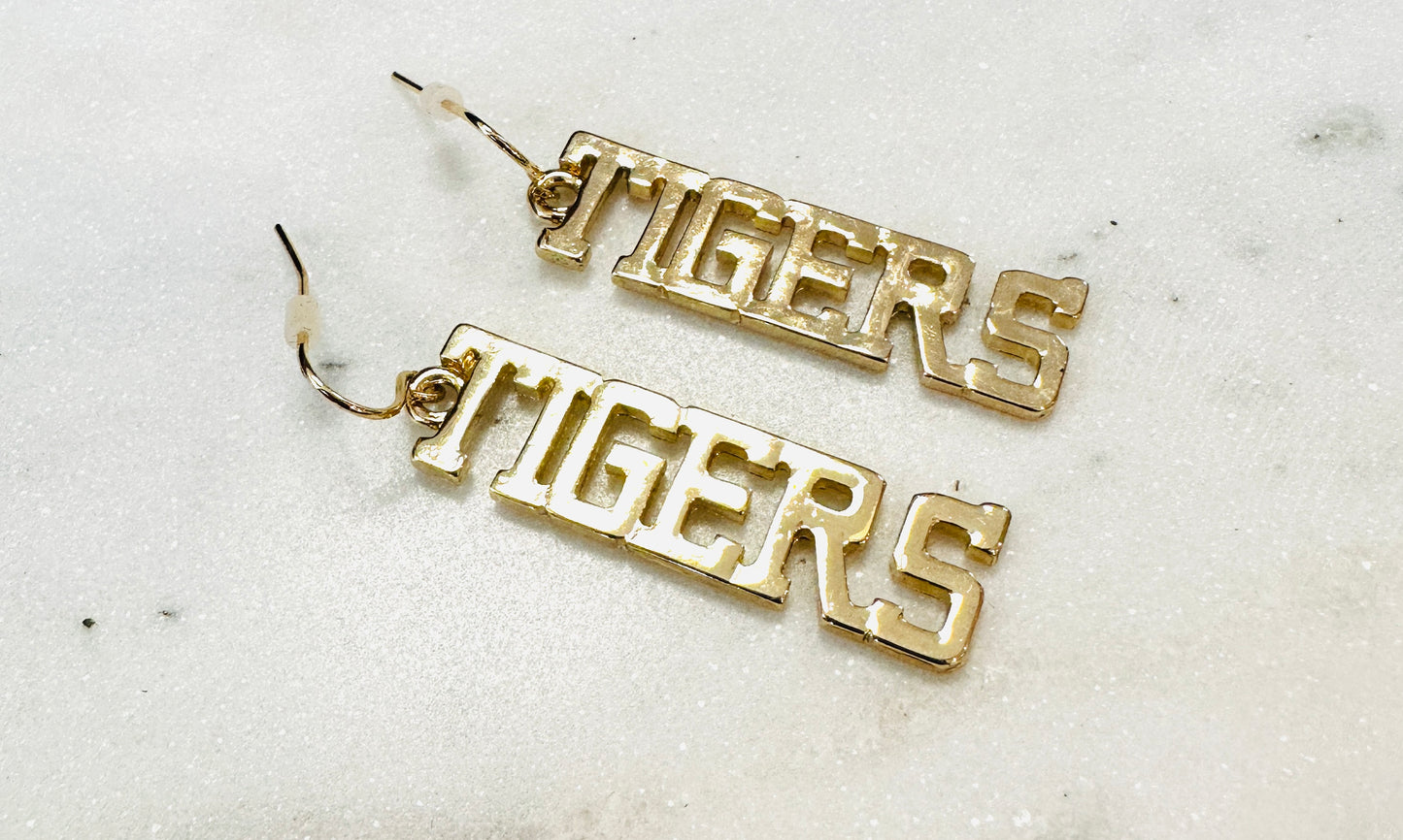 Tiger Varsity Earrings Gold - Jolie Femme Boutique