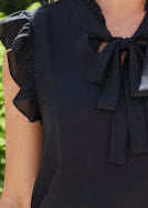 Black Ruffle Cap Sleeve Top - Jolie Femme Boutique