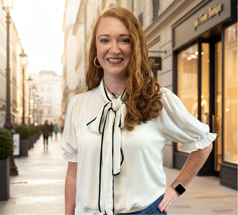 Contrast Trim Bow Tie Top - Jolie Femme Boutique