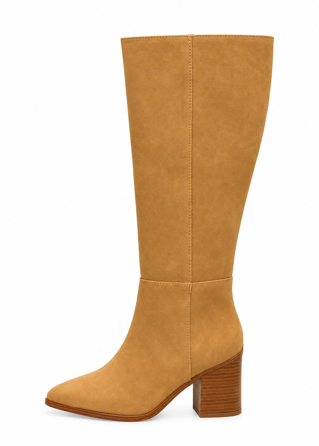 Natural Tan Pointed Toe Knee-High Boots