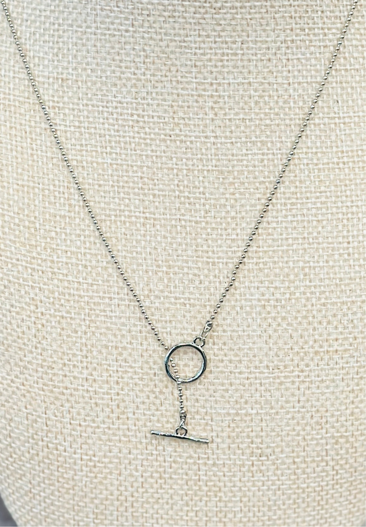 Dainty Silver Ball Chain Toggle Necklace - Jolie Femme Boutique