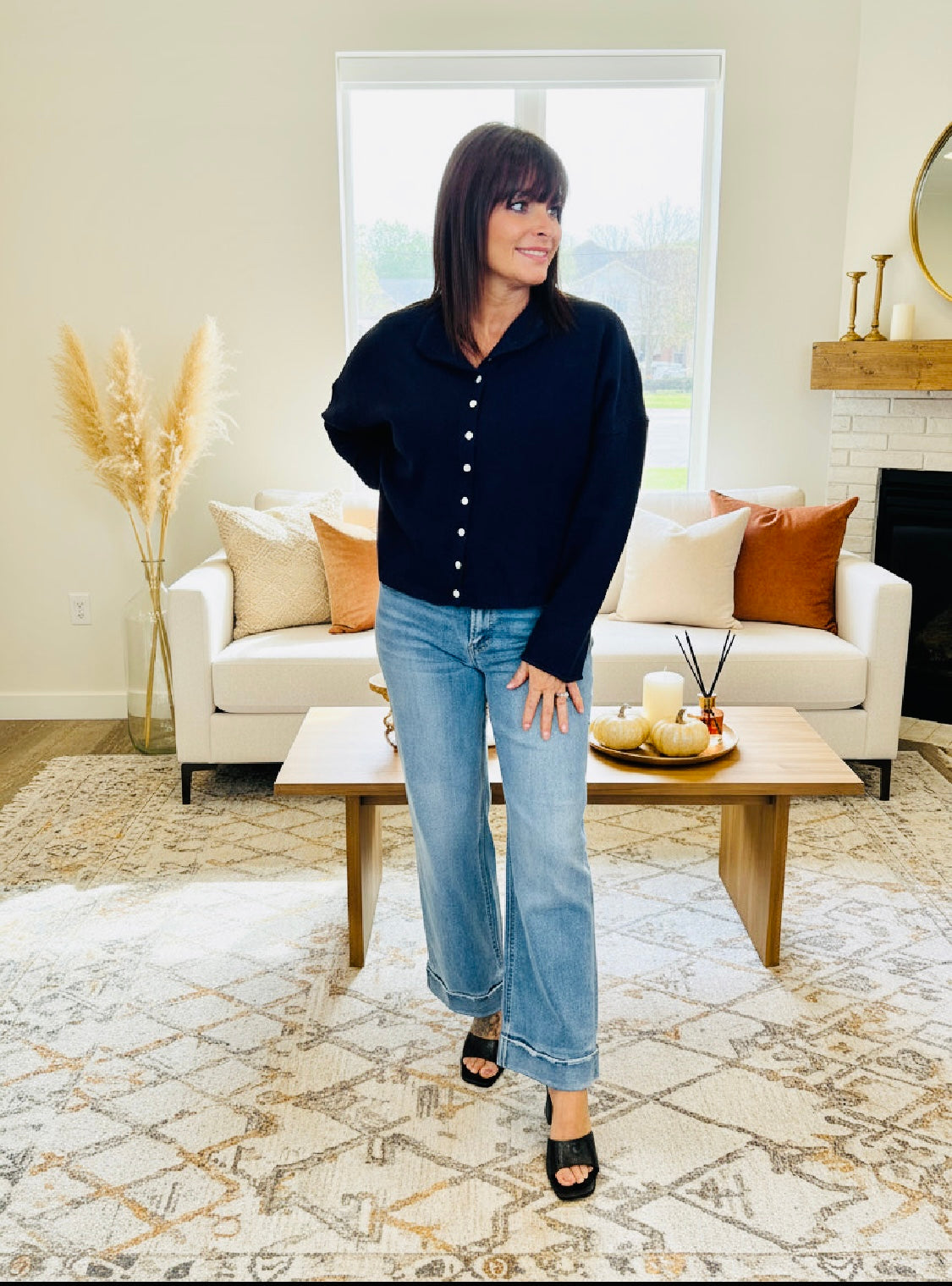 Navy Button Down Cardigan