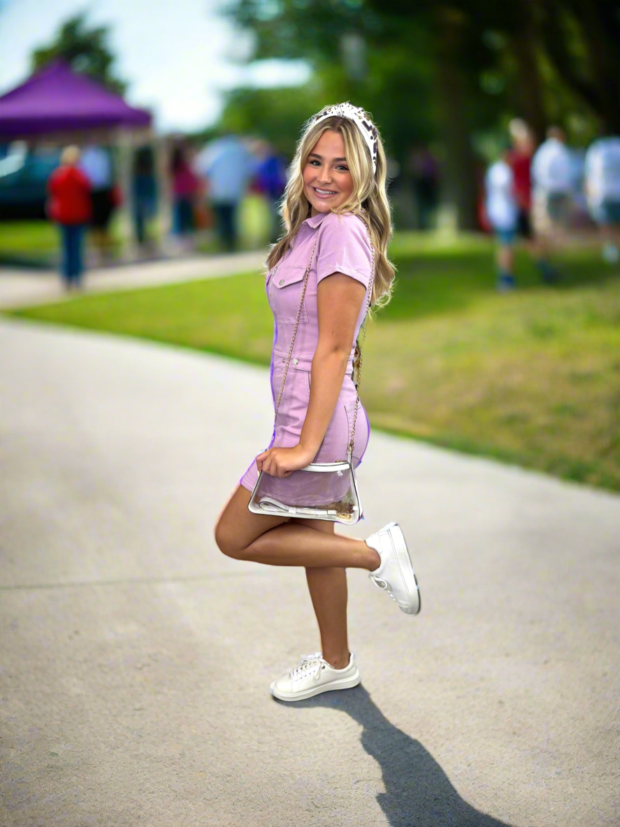 Lavender Mini Denim Dress