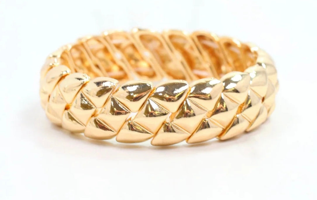 Gold Watch Textured Stretch Bracelet - Jolie Femme Boutique