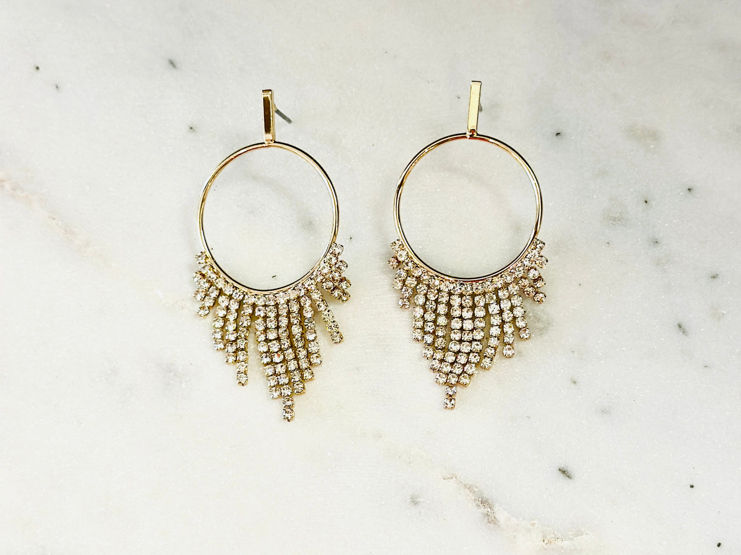 Open Circle w/ Rhinestone Earring - Jolie Femme Boutique