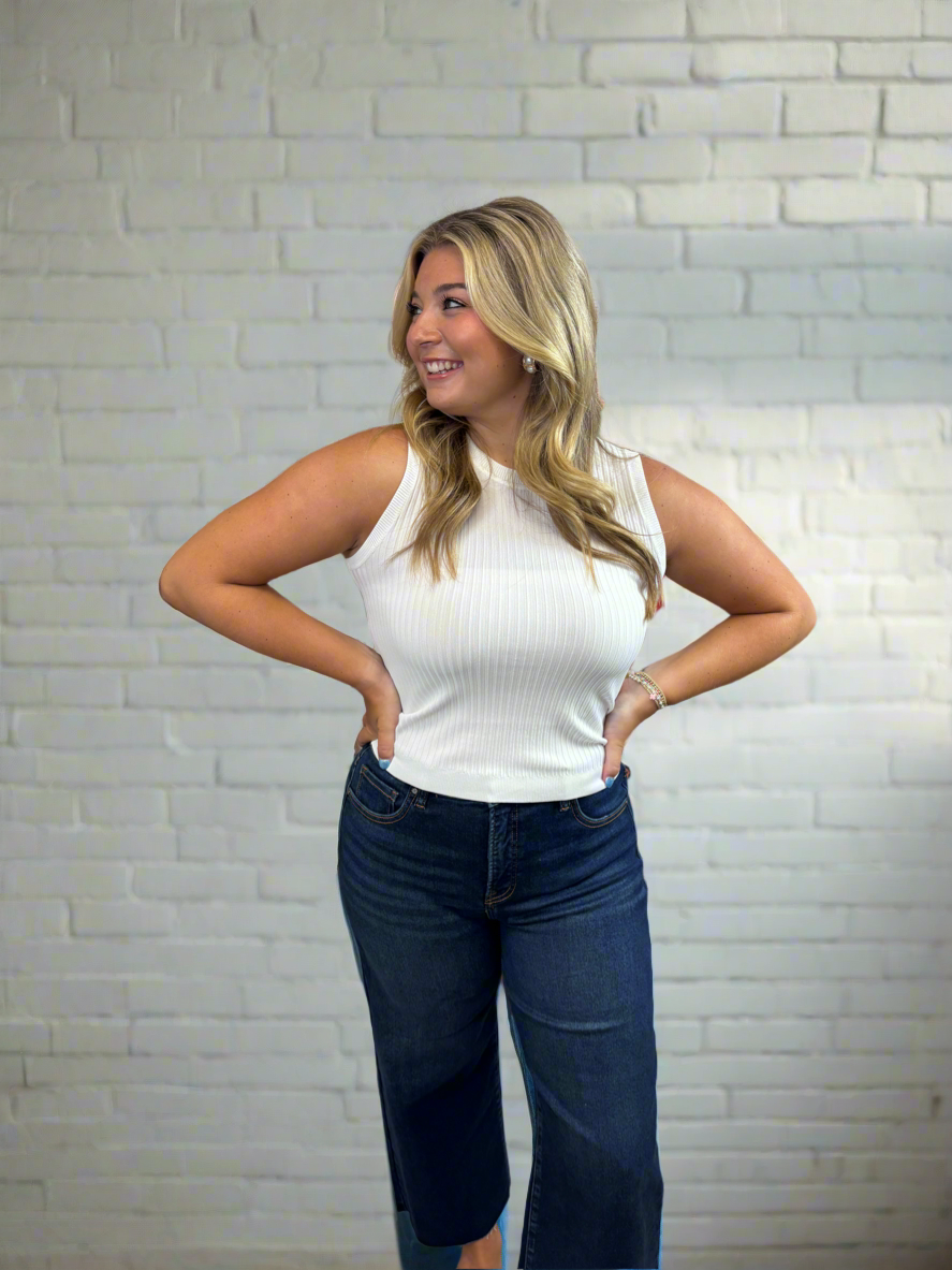 White Ribbed Tank Top - Jolie Femme Boutique
