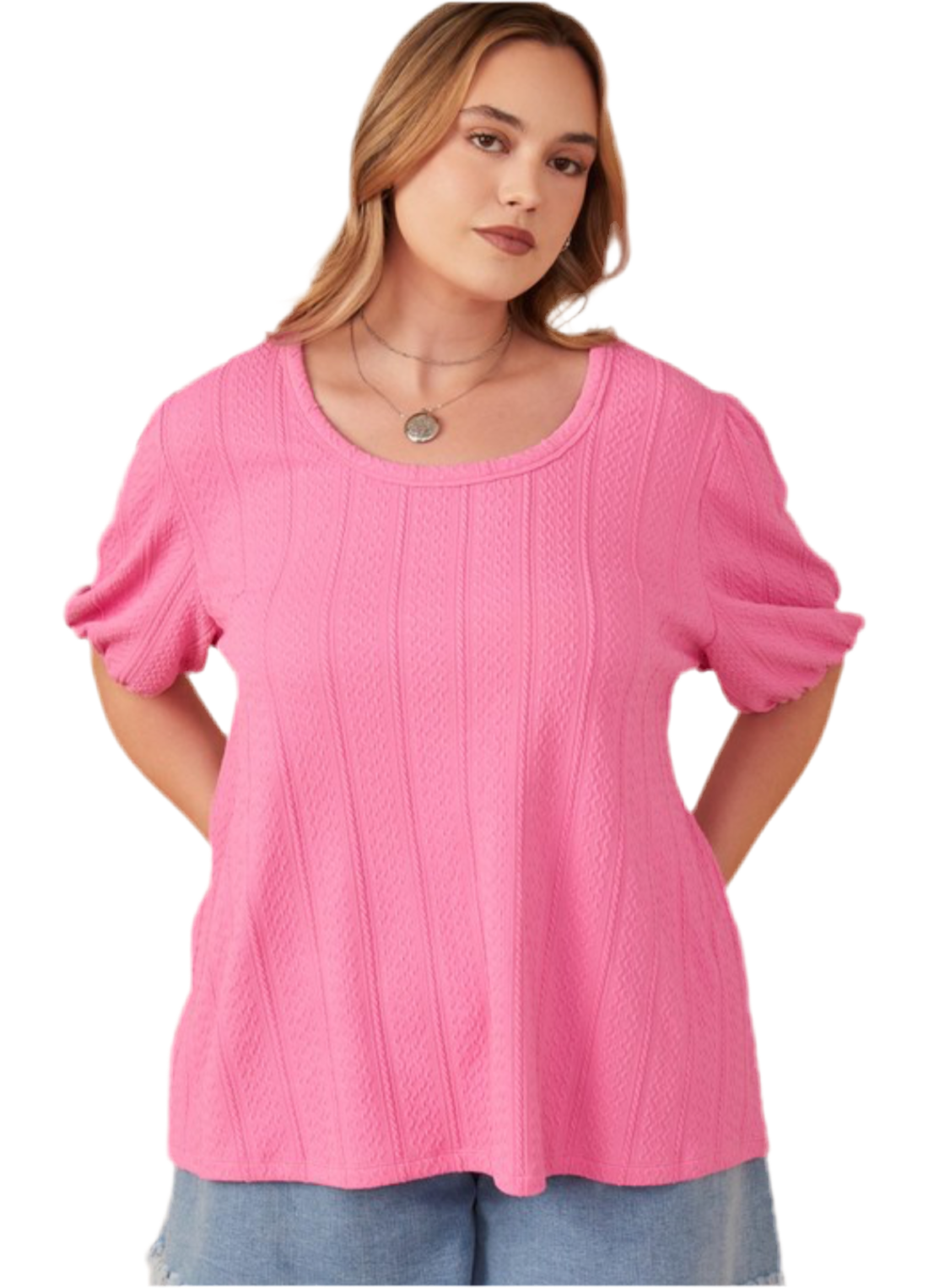 Plus Size Textured Scoop Neck Top - Jolie Femme Boutique
