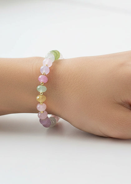 What's Hot - Light Multi Natural Stone Beaded Stretch Bracelet - Jolie Femme Boutique