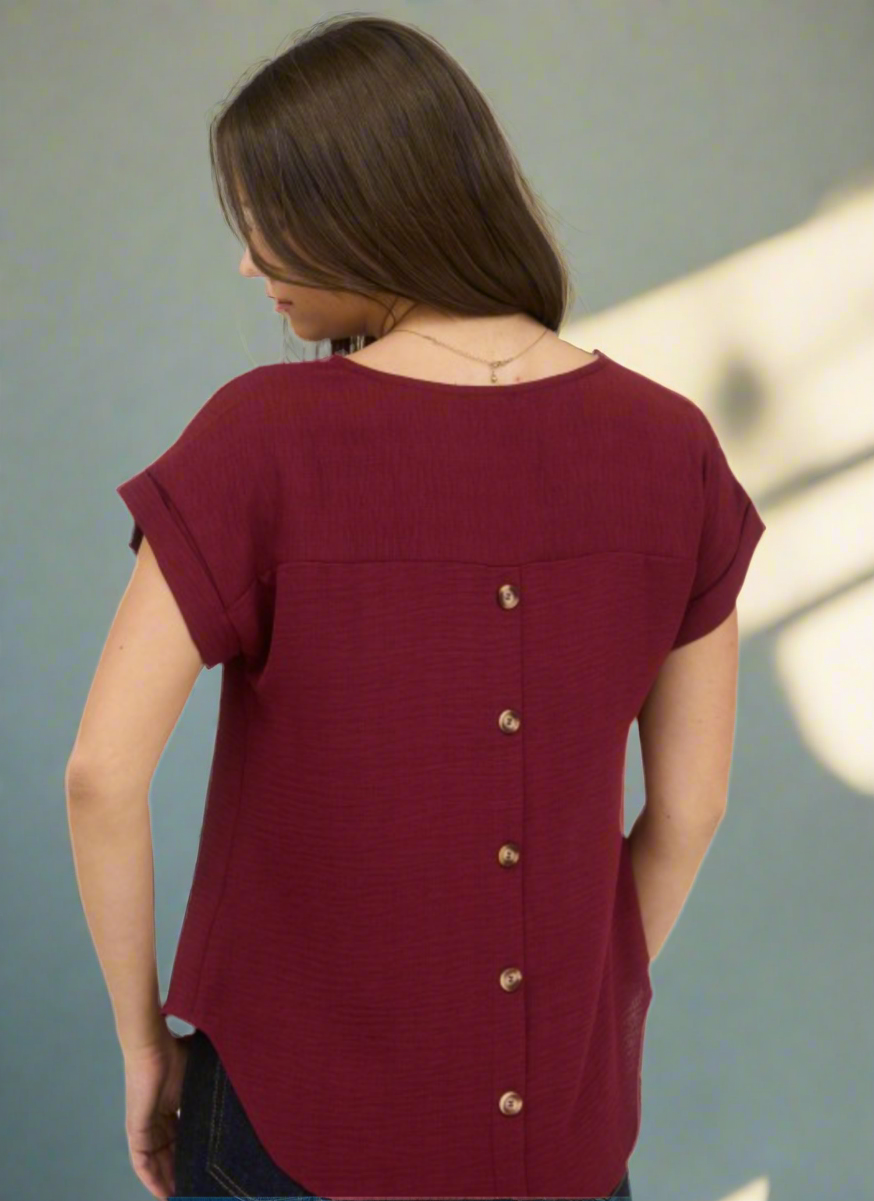 Split Neck Short Sleeve Top - Jolie Femme Boutique