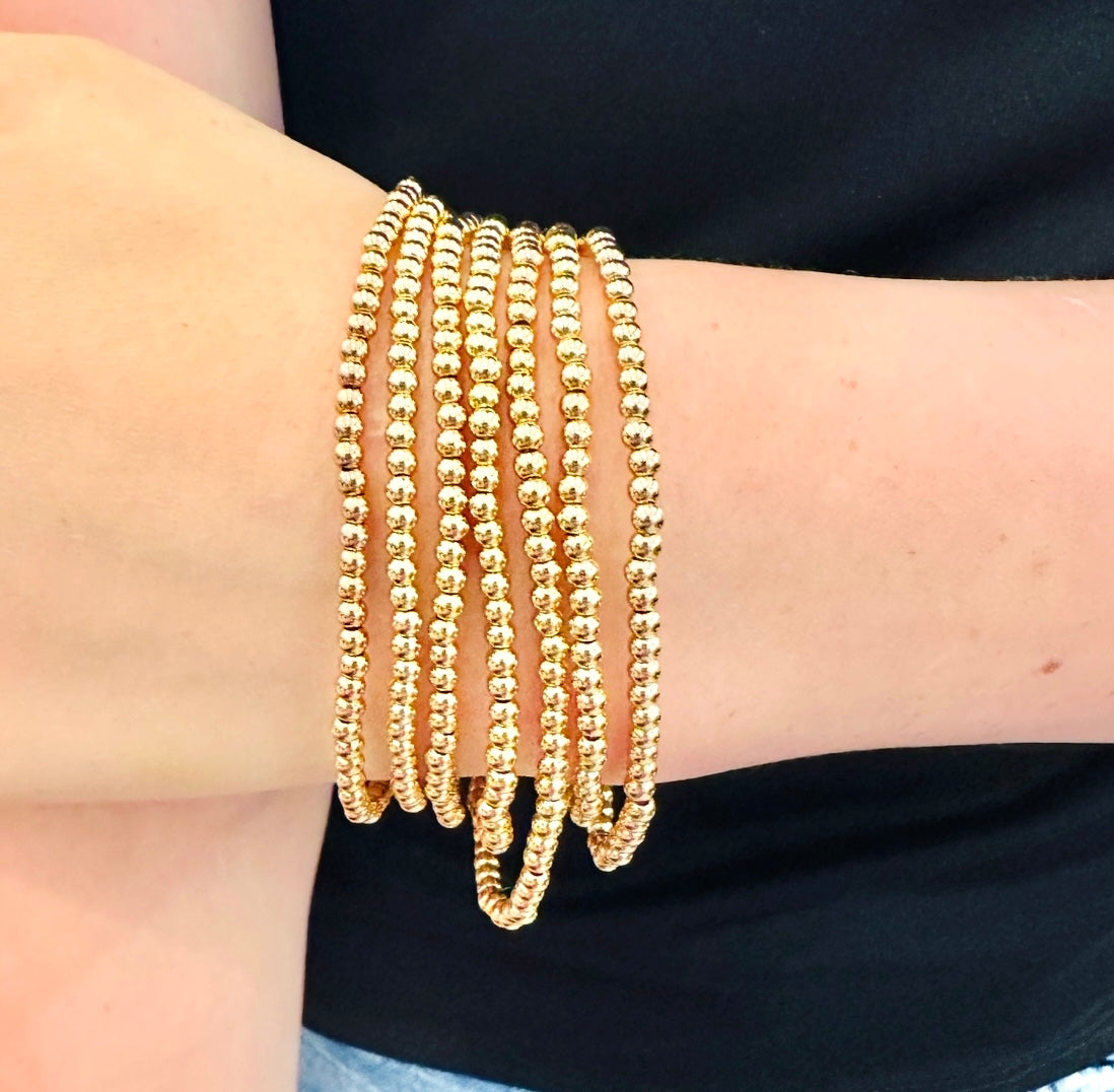 1MM Gold Bead Stretch Bracelet - Jolie Femme Boutique