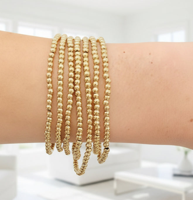 1MM Gold Bead Stretch Bracelet - Jolie Femme Boutique