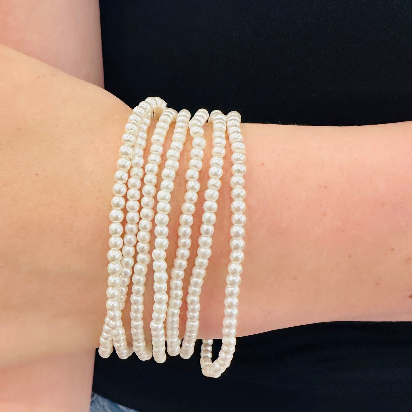 1MM Pearl Stretch Bracelet - Jolie Femme Boutique