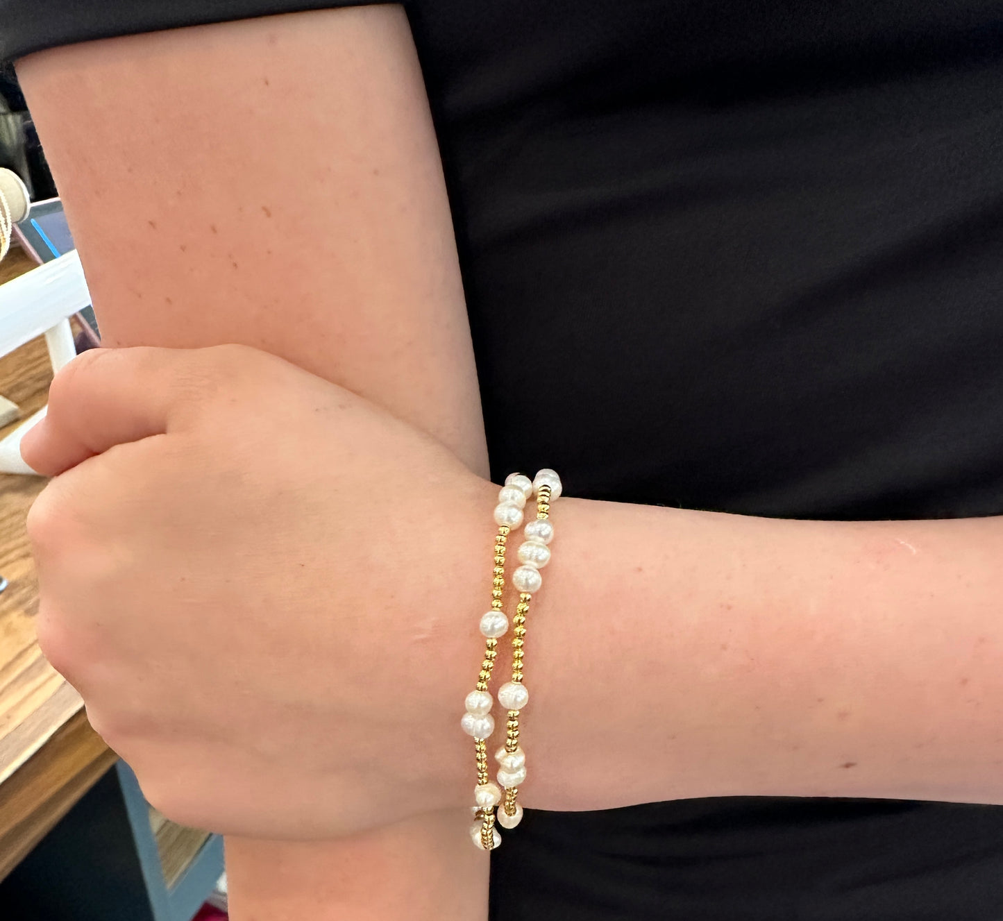 18K Gold Plated Pearl Bracelet - Jolie Femme Boutique