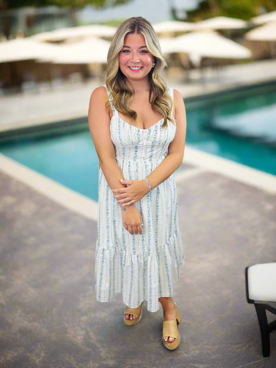 Floral Stripe Maxi Dress