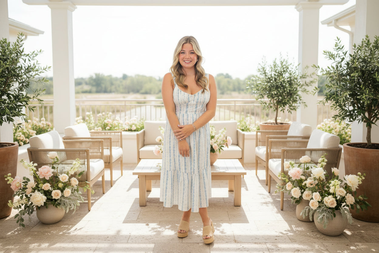 Floral Stripe Maxi Dress - Jolie Femme Boutique