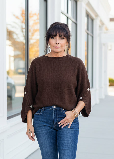 Chocolate Moss Stitch Relaxed Sweater