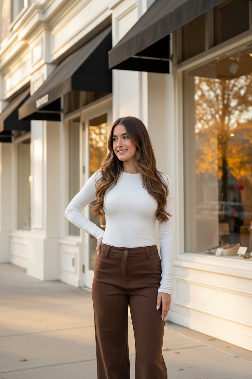 White Fitted Long Sleeve Top