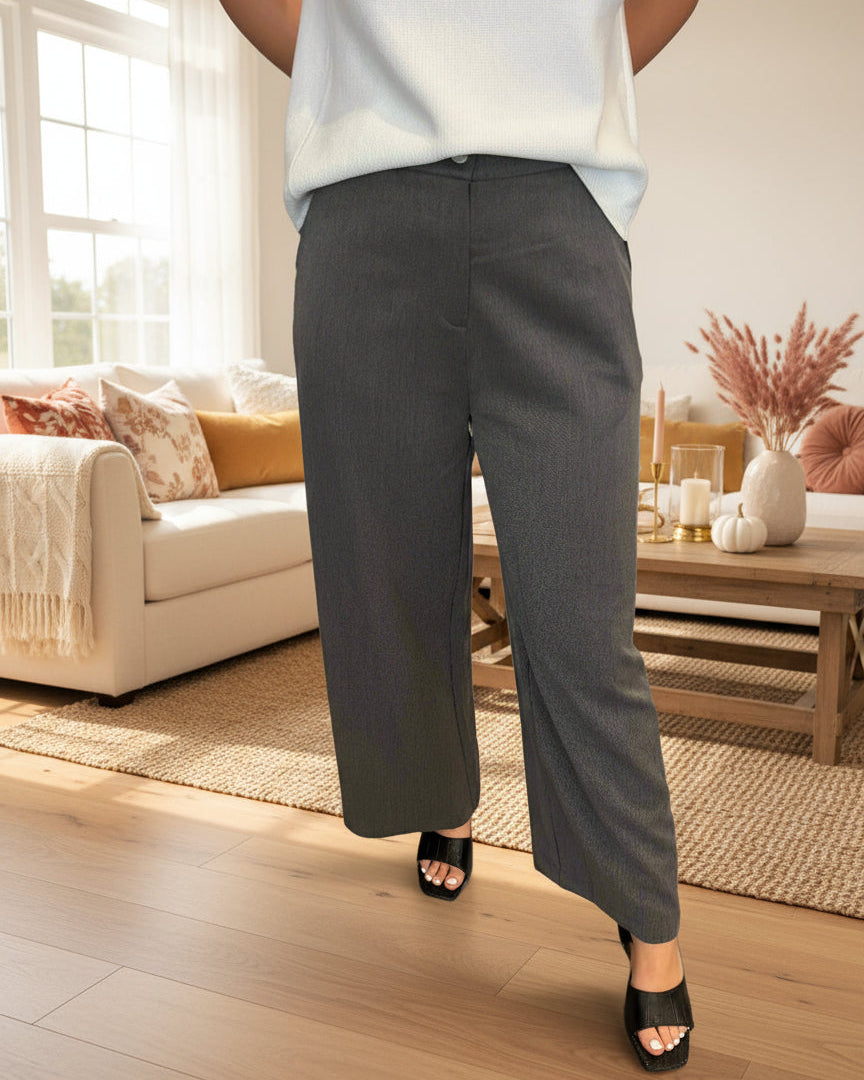 Grey Wide Leg Trouser - Jolie Femme Boutique