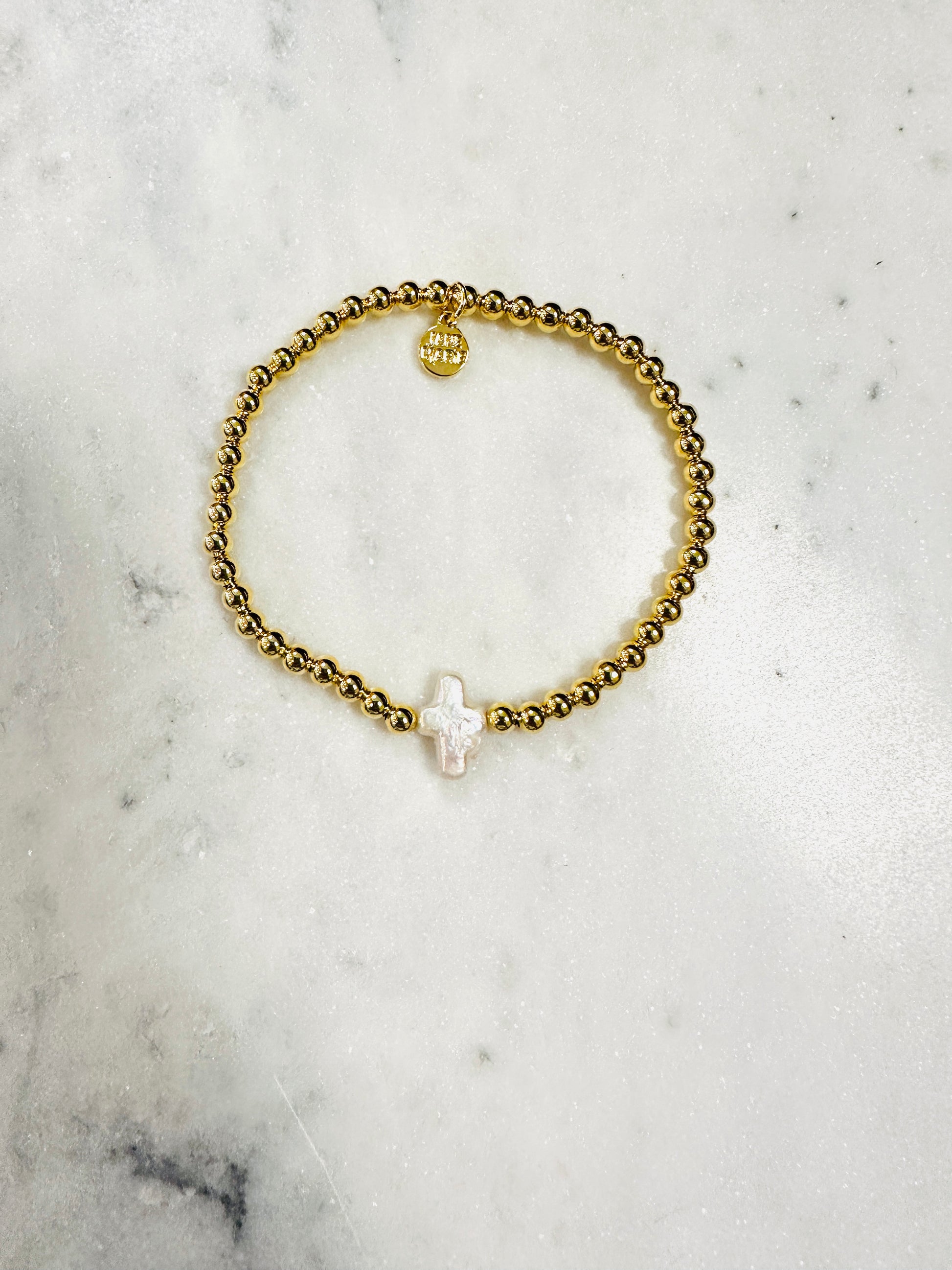 18K Gold Plated Pearl Cross - Jolie Femme Boutique