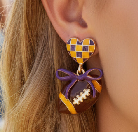 Purple Pride Heart & Bow Earring - Jolie Femme Boutique