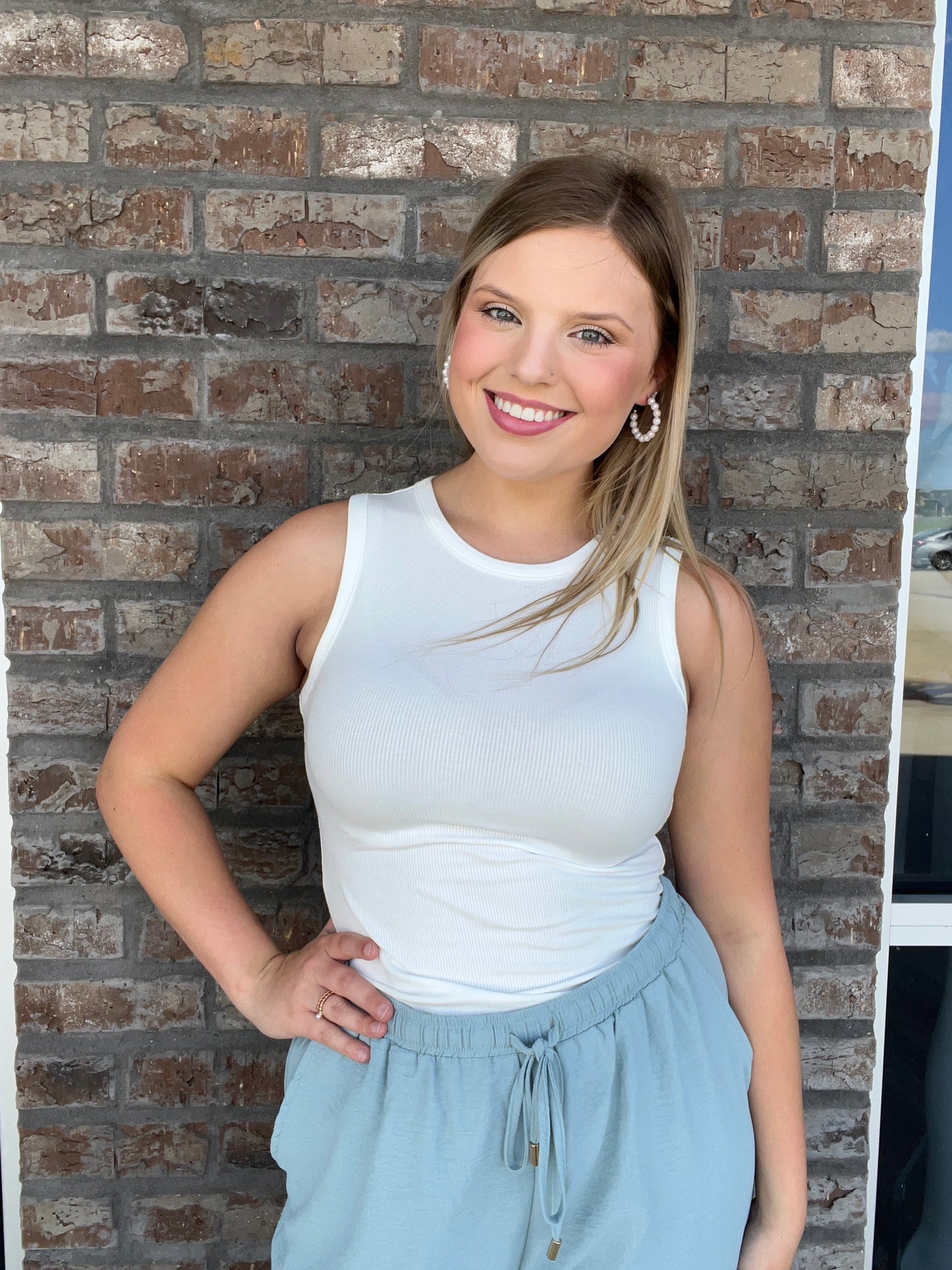 Ribbed Sleeveless Bodysuit White - Jolie Femme Boutique