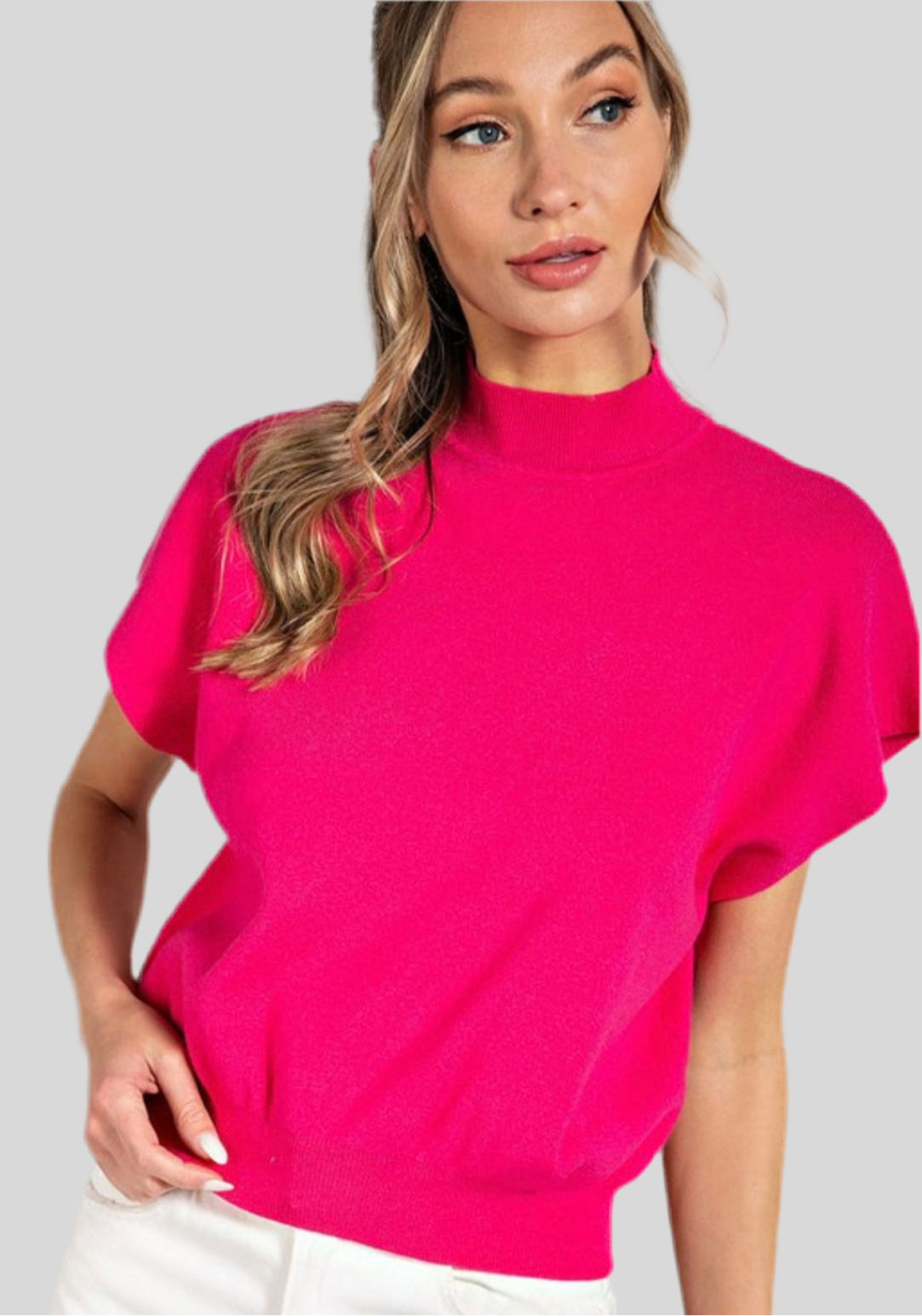 Best Seller Mock Neck Top (Magenta) - Jolie Femme Boutique