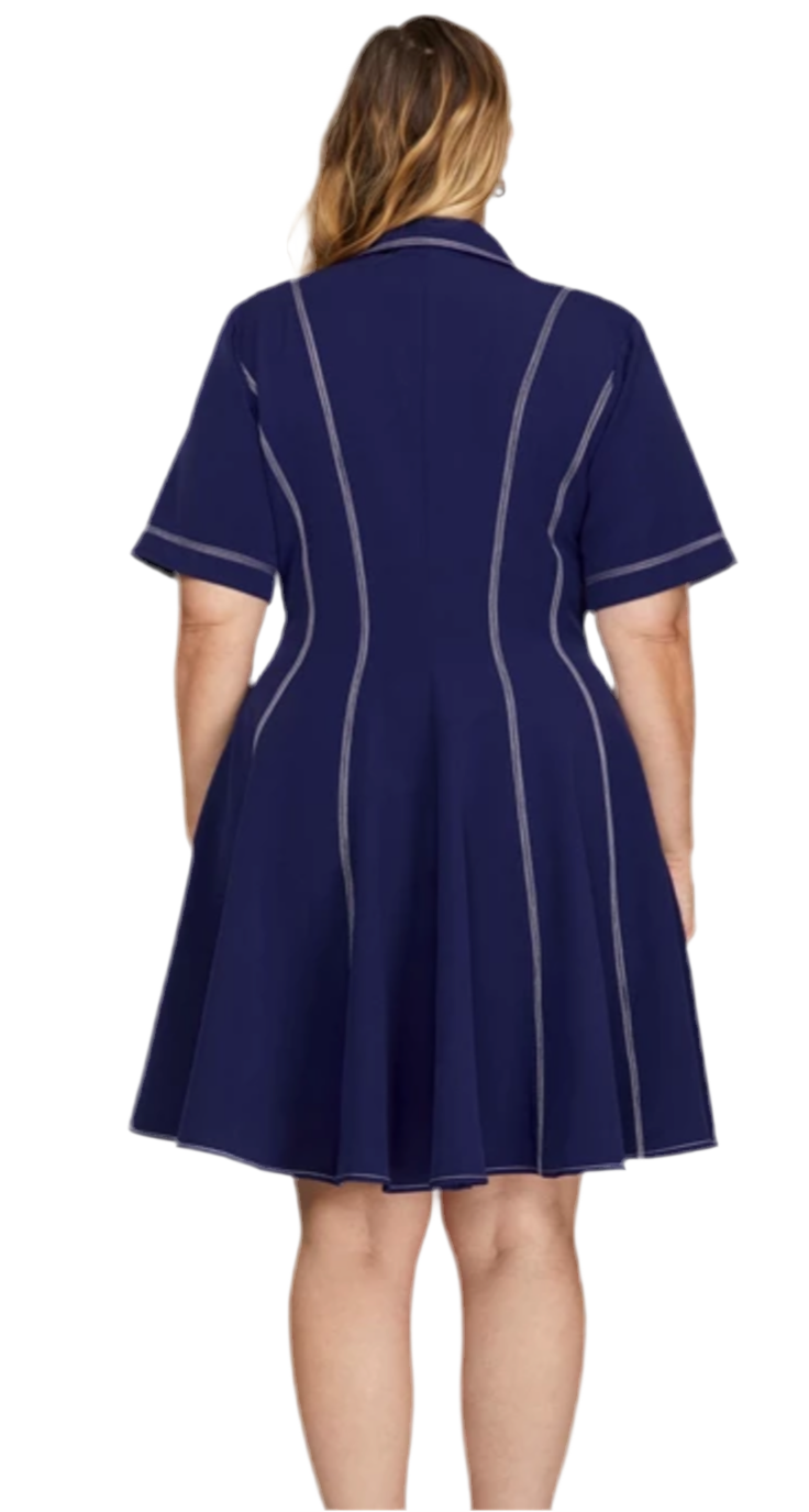 Plus Size Polo Collar Skater Dress - Jolie Femme Boutique
