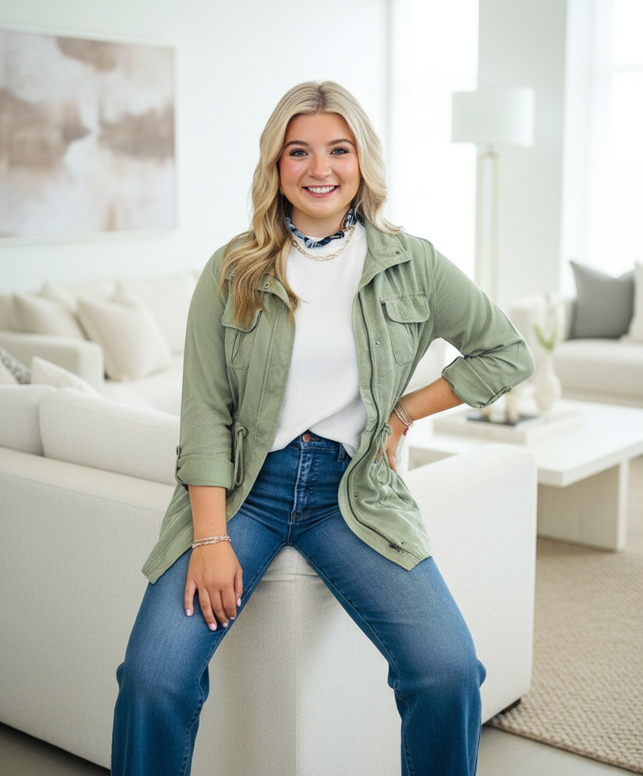 Sage Utility Jacket - Jolie Femme Boutique