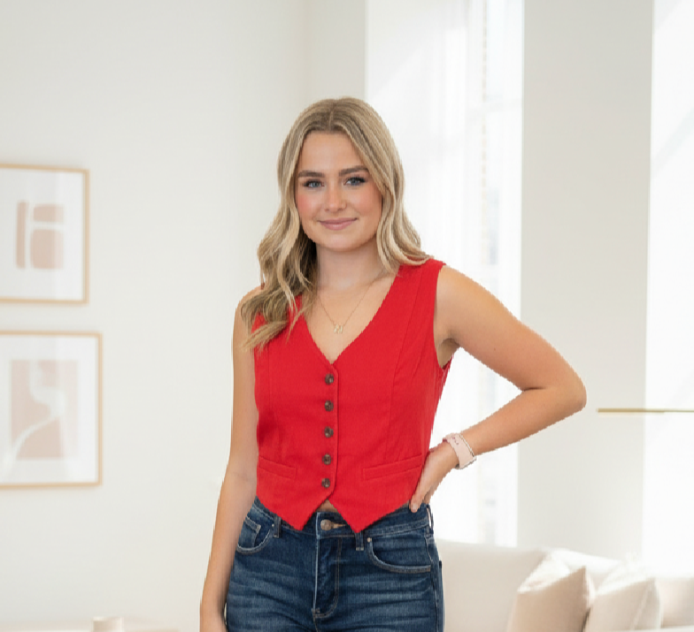 Red Button Down Vest