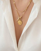 Gold Layer Necklace with Coin Pendant - Jolie Femme Boutique